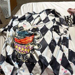 Source Unknown Harlequin Pattern Top - Black and White